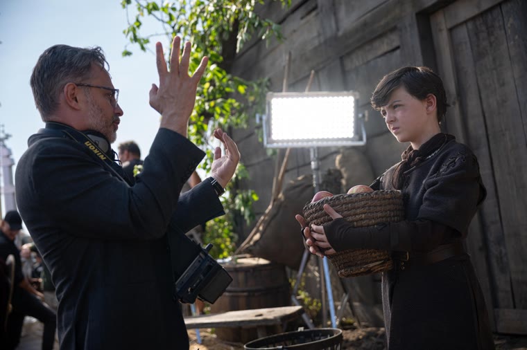 Jeremy Boreing directing Young Merlin at Caer Cam the day the Roman legion arrives — Episode 3.