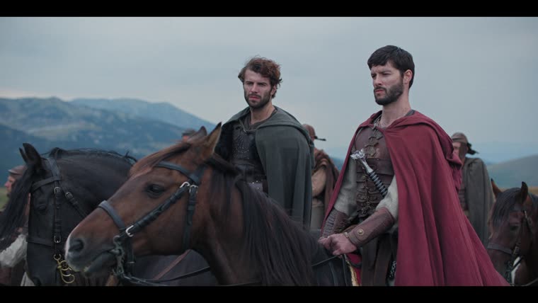 Aurelius (Finney Cassidy) and Uther (Myles Clohessy): “The battle is before us.”