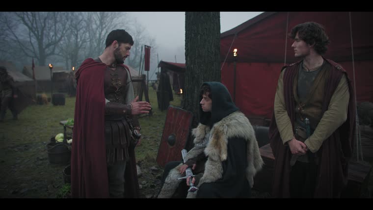 “I would have you my counselor” — Aurelius (Finney Cassidy) asks Merlin (Tom Sharp) to advise him.