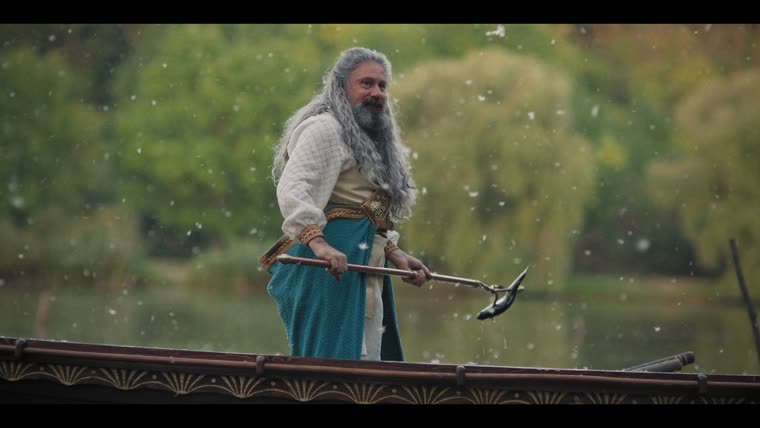 “Hail the Fisher King” — Avallach (Daniel Fathers) on the water.