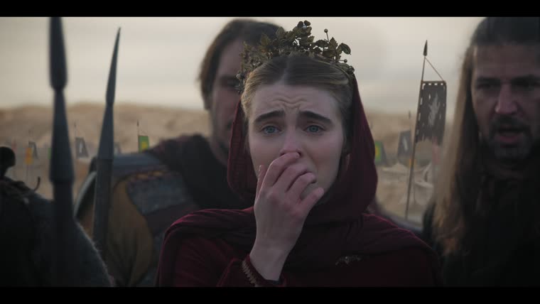 Ygerna (Flo Thompstone) watches the duel that will determine her future.