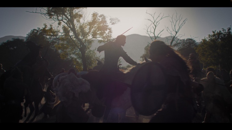Merlin (Tom Sharp) unleashes his battle awen on the Saecsen.